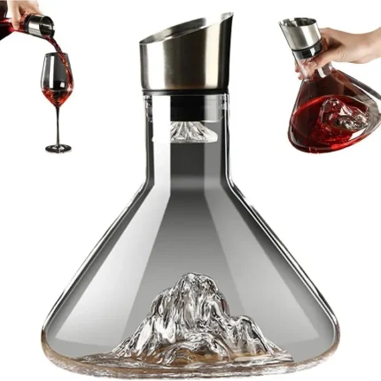 Cart 2 Crystal Clear Wine Decanter - 1500ml, Aerator & Filtration, Red Wine Carafe with Built-in Dispenser