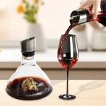 Crystal Clear Wine Decanter - 1500ml, Aerator & Filtration, Red Wine Carafe with Built-in Dispenser